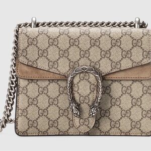 GG Supreme Monogram Small Dionysus Shoulder Bag Taupe
